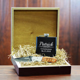 Custom liquor flask custom pocket knife groomsmen gift box gift set