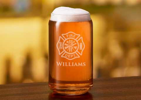 Custom Firefighter Beer Can Glass - Fireman Firefighter Firewoman St. Florian Cross