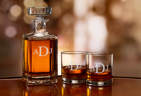 Custom Engraved Bourbon Whiskey monogram decanter