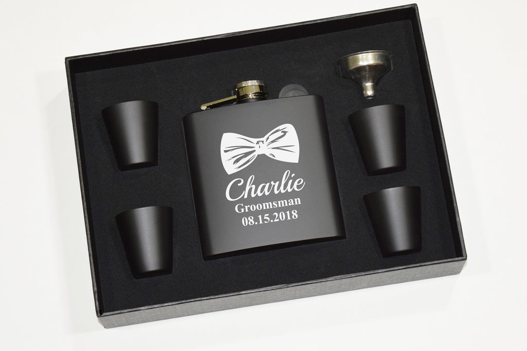 Timeless Treasures USA | Custom Bow Tie Flask Set
