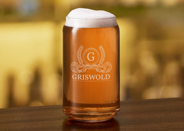 Custom Engraved Beer Can Glass, Groomsmen Beer Glass
