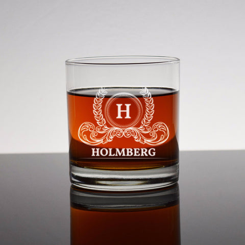 Custom Engraved Bourbon Whiskey Scotch Rocks Glass - Personalized Custom Anniversary Housewarming Drinkware Barware