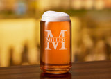 Custom Name Engraved Beer Can Glass - Marion Split Letter Monogram