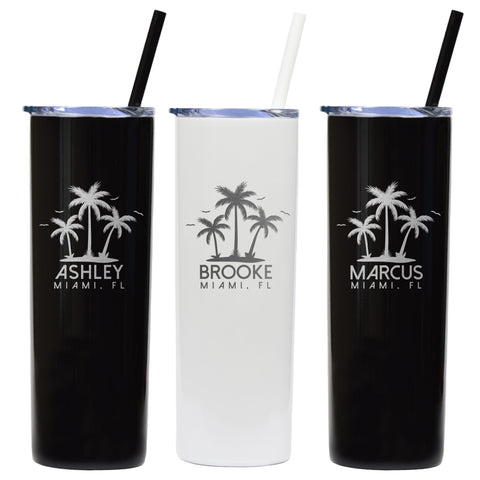 Palm Tree Vacation Skinny Tumbler