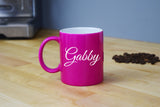 Engraved Etched Pink Coffee Mug - Personalized Custom Customized