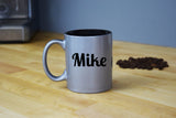 Engraved Etched Silver Coffee Mug - Personalized Custom Customized