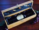 Custom Engraved Wood Burned Wine Box Tool Set Engagement Gift- Personalized Last Name Bamboo Wood