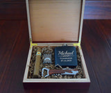 Initial Monogram Cigar Humidor Groomsmen Wood Box Engraved Monogram Personalized