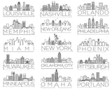 Personalized Nashville Charleston Miami Bachelorette Stemless Wine Tumbler with City Skyline